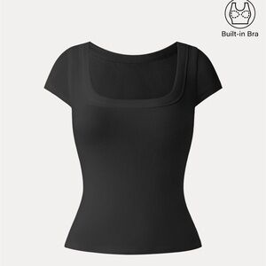 OGL Black Square Neck Shirt with built in Bra